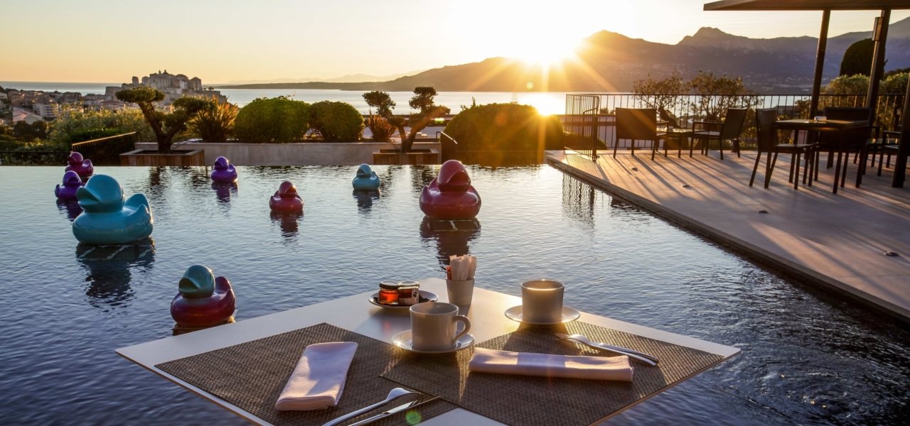 La Table by La Villa Terrace at sunset time - Wine Paths