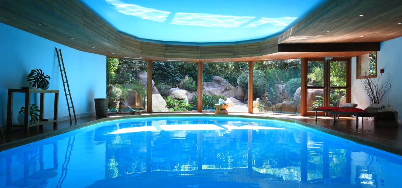 Inside heated swimming pool